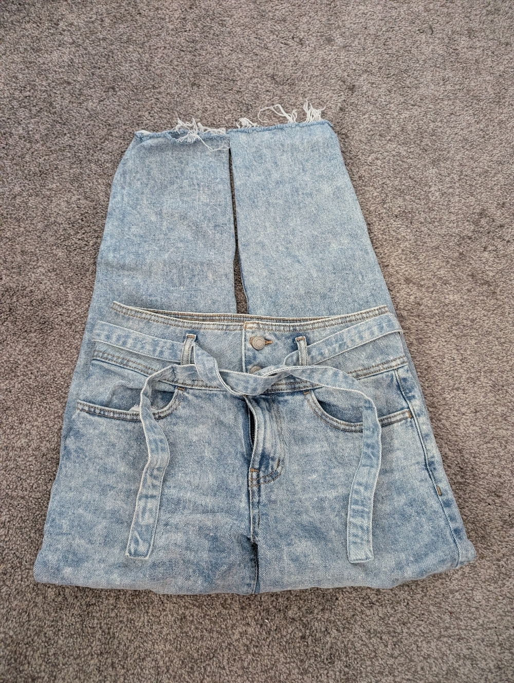 SO Belted Yoke High Rise Mom Jeans